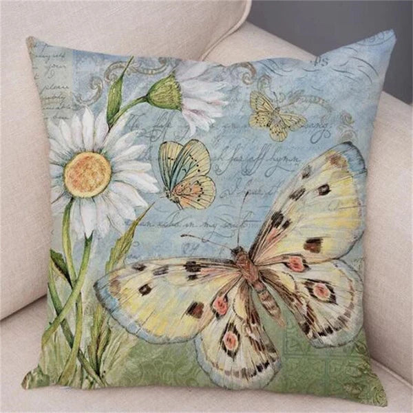 Vintage Butterfly Pillow Case Decor Old Poster Cushion Cover for Sofa Home Car