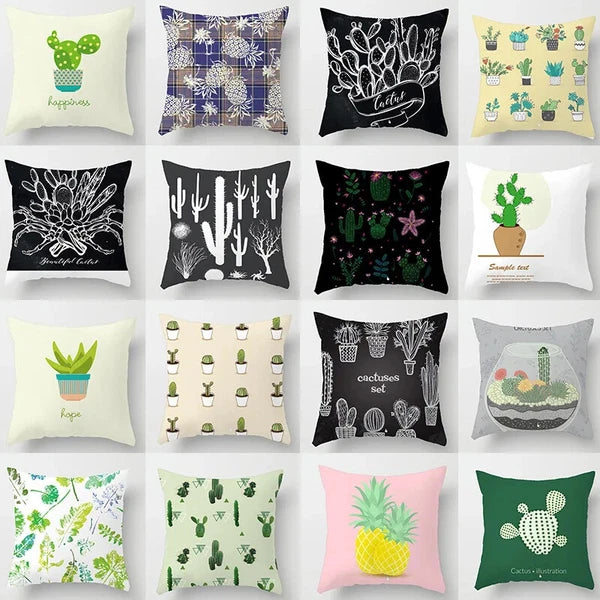 Cactus Succulent Plants Pillowcase Decor Sofa Cushion Case Bed Pillow Cover