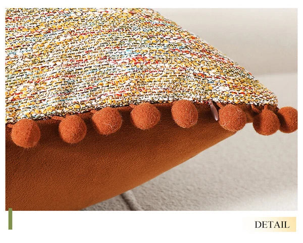 Pom-Poms Tassels Cushion Cover Pillow Case Sofa Bed Home Decor 35*50cm 45*45cm