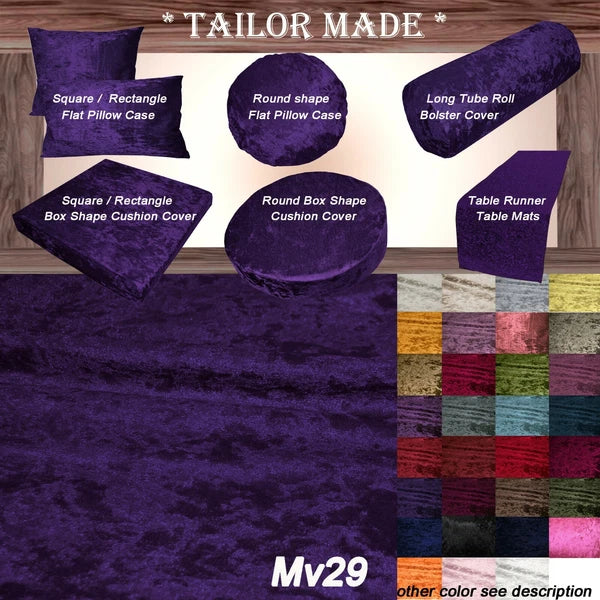 Mv29 Voilet Crush Velvet Sofa Seat Patio Bench Box Cushion Bolster Cover/Runner