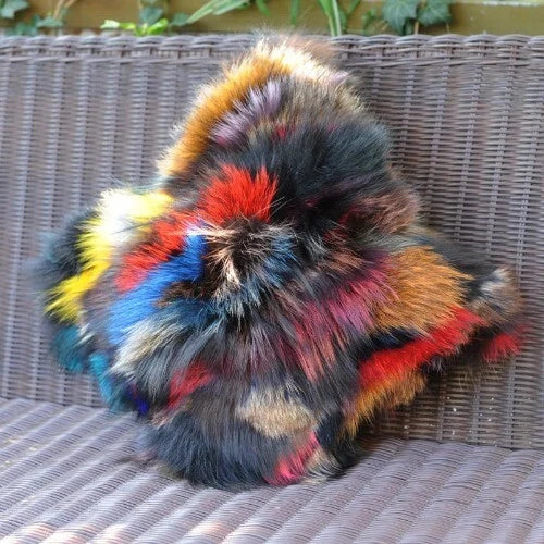 Natural Color Handmade Patchwork Real Fur Sofa Cushion Cover Pillow Case