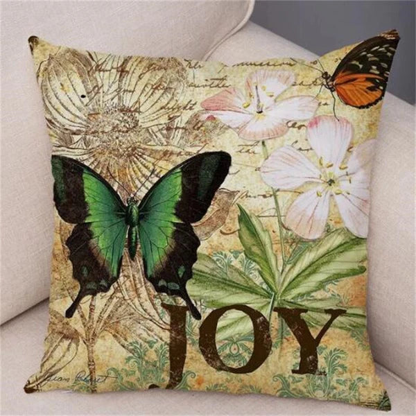 Vintage Butterfly Pillow Case Decor Old Poster Cushion Cover for Sofa Home Car